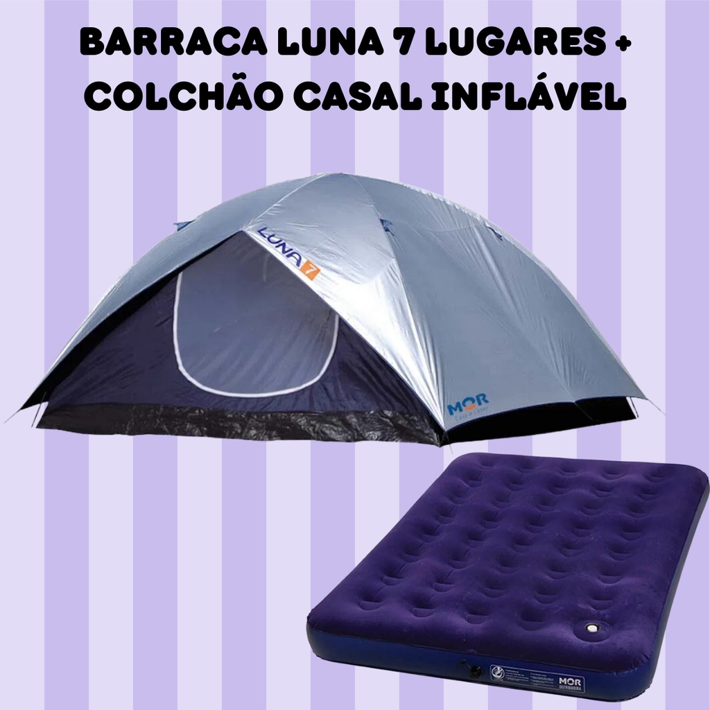 Barraca de Camping Luna 7 Lugares + Colchão Inflável Casal Inflador Embutido MOR em Oferta na Shopee