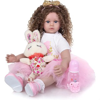 Brinquedo Boneca Bebê Reborn 60cm Princesa Aurora 1º Aniversario