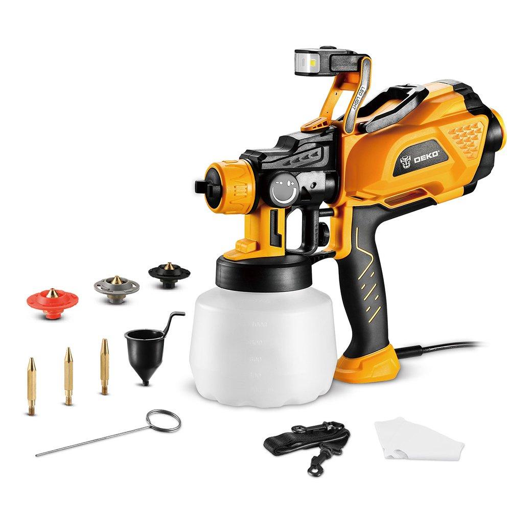 Pistola Pintura Pulverizadora HVLP Elétrica Potência 600W 1.2L Led 3 Bicos 220V Acessórios - Deko