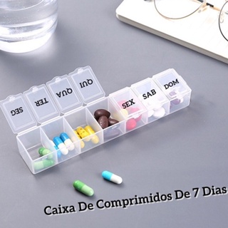 Porta Remédios Caixa Comprimidos Semanal 7 Divisórias 7 Dias 15X3X2CM em Oferta na Shopee