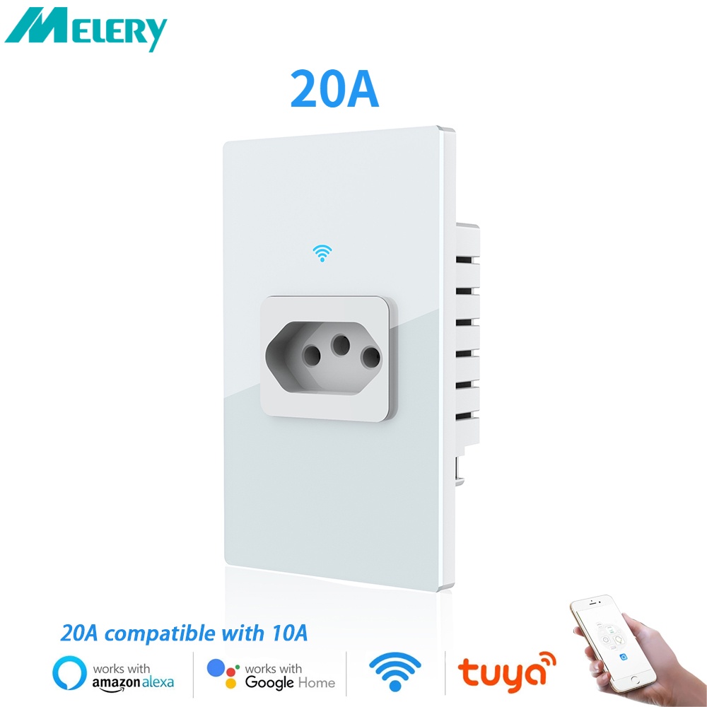 Melery Wifi Smart Tuya Brasil Tomada De Parede Estatísticas De Energia Elétrica Monitor 20...