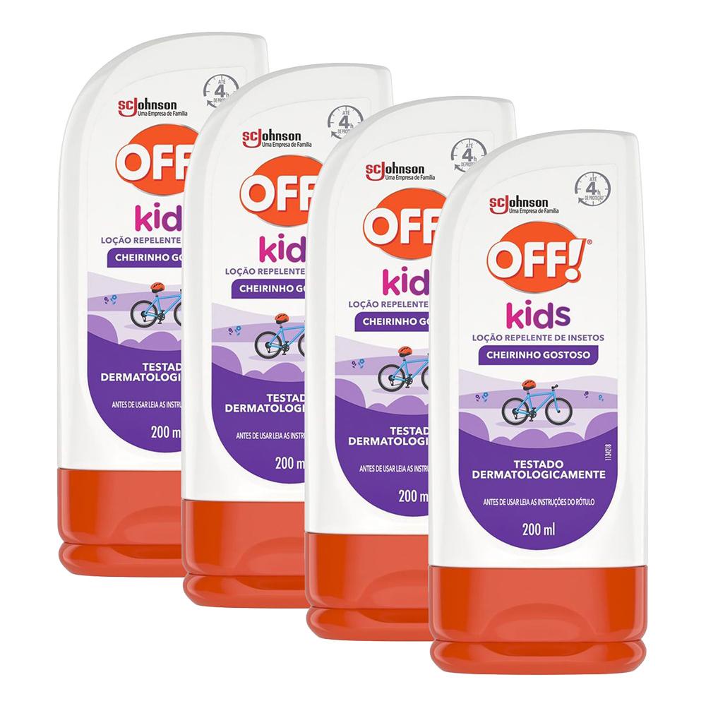 Kit 4 Repelente de Insetos Loção Off! Kids 200ml - Health