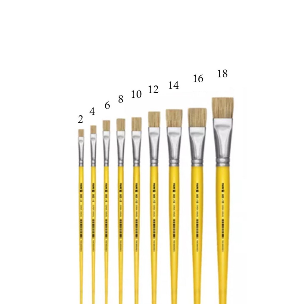 Pincel Chato Reto, Cerdas Naturais, Cabo Curto Tigre Ref.805 em Oferta na Shopee