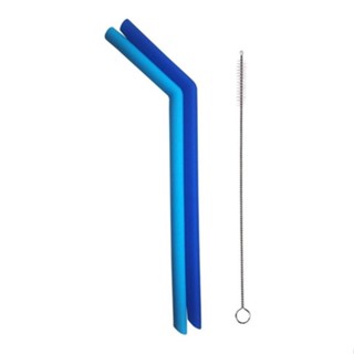 Kit 2 Canudos De Silicone Azul kababy