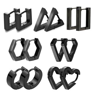 Brincos Unissex Punk Rock Hoop Geométricos De Aço Inoxidável Antialérgicos Para Mulheres Homens Piercing Push-Back Ear Plug Jewelry