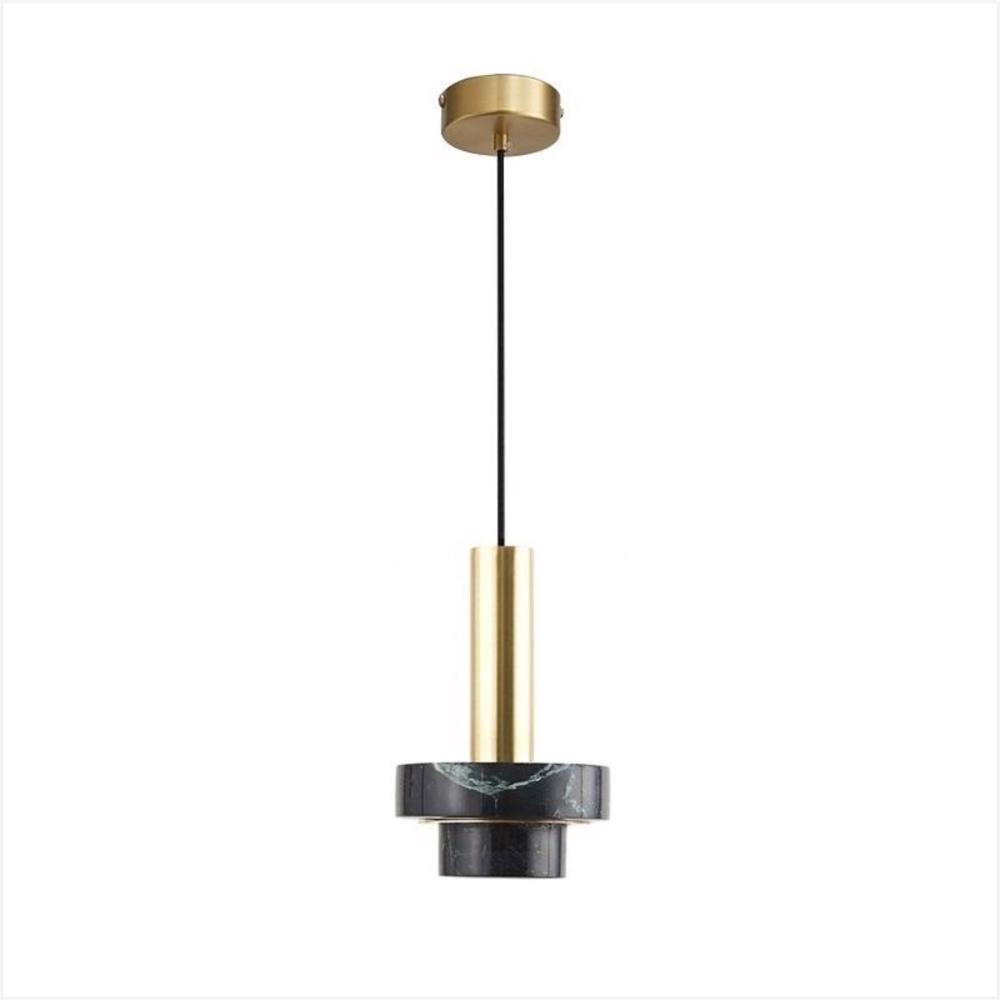 Luminária Pendente Lustre Preto De Mármore Com Detalhe Dourado Sala Lavabo Cozinha Balcão