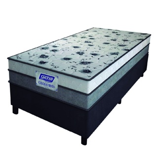 Cama Box Solteiro Colchão Espuma D33 Fort 88x188x59cm Cinza/Branco Gazin - Suporta até 150kg por Pessoa em Oferta na Shopee