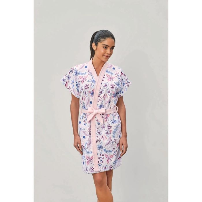 Roupao Aveludado Adulto Curto Estampado Luau M Lepper