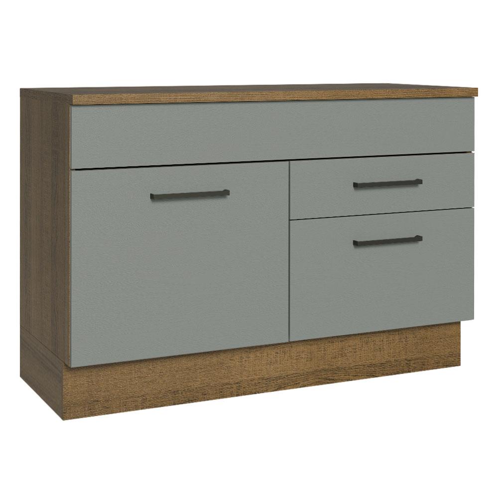Balcão de Pia Cozinha 1 Porta e 2 Gavetas (Com Tampo) Rustic/Cinza Agata Madesa em Oferta na Shopee