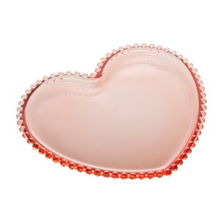 Prato Raso de Jantar Wolff Almoço Pearl Bolinhas em Cristal Coraçao Heart 30x25x2cm Grande