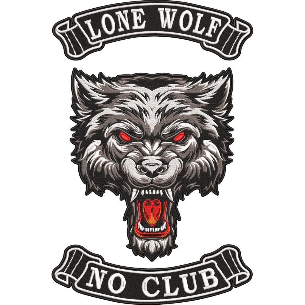 Kit 3 Peças Lobo + 2 Flâmulas Patch Bordado Lone Wolf Lobo Solitário