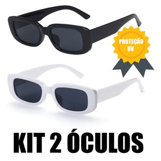 Kit Oculos De Sol Retro Vintage Preto e Branco Proteção Uv