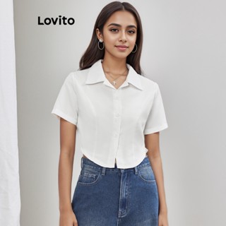 Lovito Casual Lisa Blusa Feminina com Linha Estruturada L65ED004 (Branca)