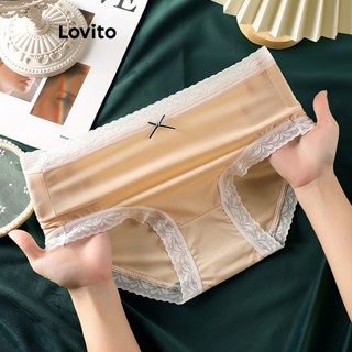 Lovito Calcinha Casual De Renda Lisa Para Mulheres LNL43194