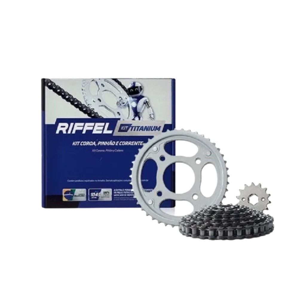 Kit Relação Completa Sem Retentor Titanium Moto Titan 160, Fan 160, Start 160 e Cargo 160 (2016-2023) Transmissão de Alta Qualidade Melhor Desempenho Motocicleta