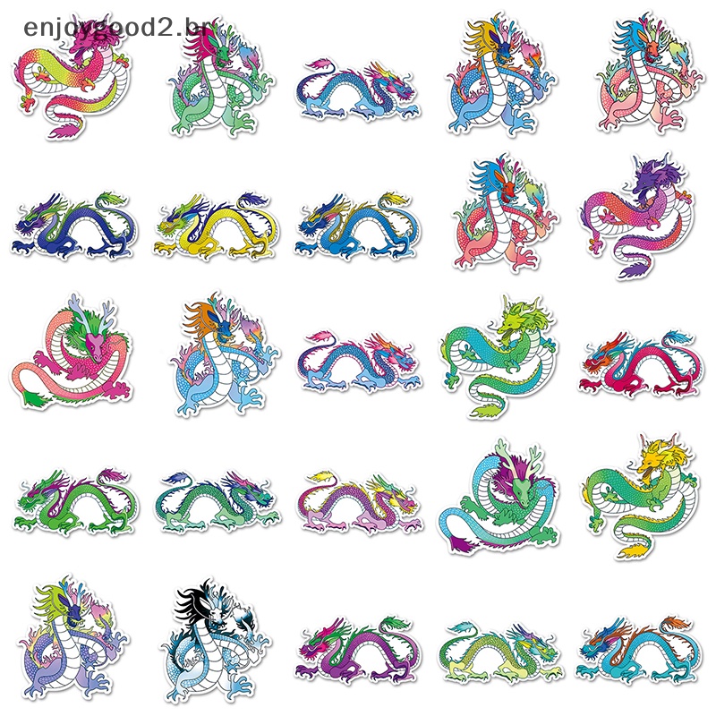 【 Ready Stock 】 50pcs Kawaii Cartoon Chinese Dragon Stickers Decoração À Prova D'água Laptop Phone Bottle Guitar Notebook Acessório De Conta Manual [BR]