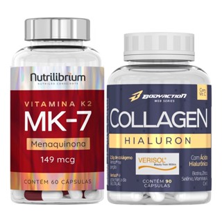 Vitamina K2 Mk7 Menaquinona 149mcg 60 caps + Colágeno Verisol Com Ácido Hialurônico 90 caps
