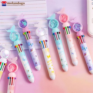 MOLANDOGO 10Color 0.5mm Caneta Esferográfica Estudantil Colorida Borboleta Fofa Canetas Coloridas Kids Diary Scrapbooking Desenho Estacionário N3W2
