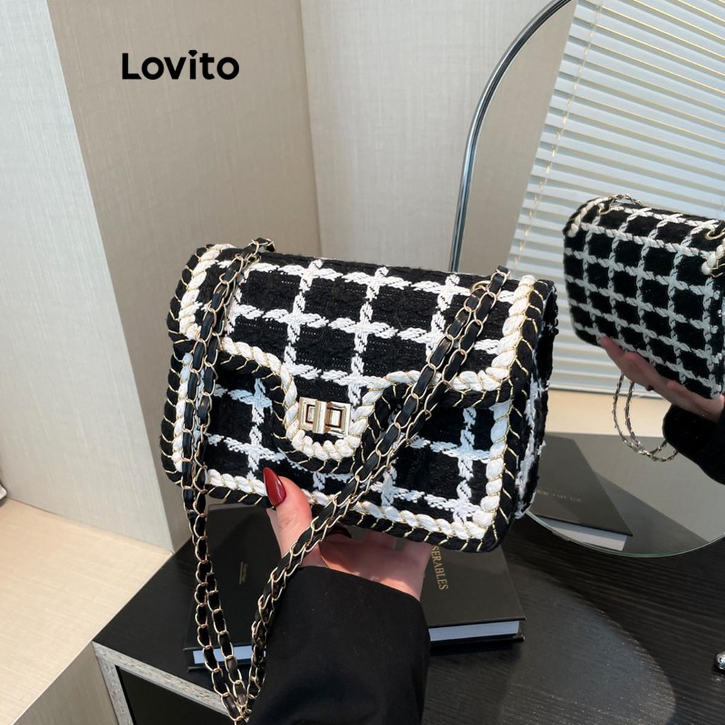 Lovito Casual Gingham compacto coreana versátil pequena bolsa de ombro para mulher LFA6403...