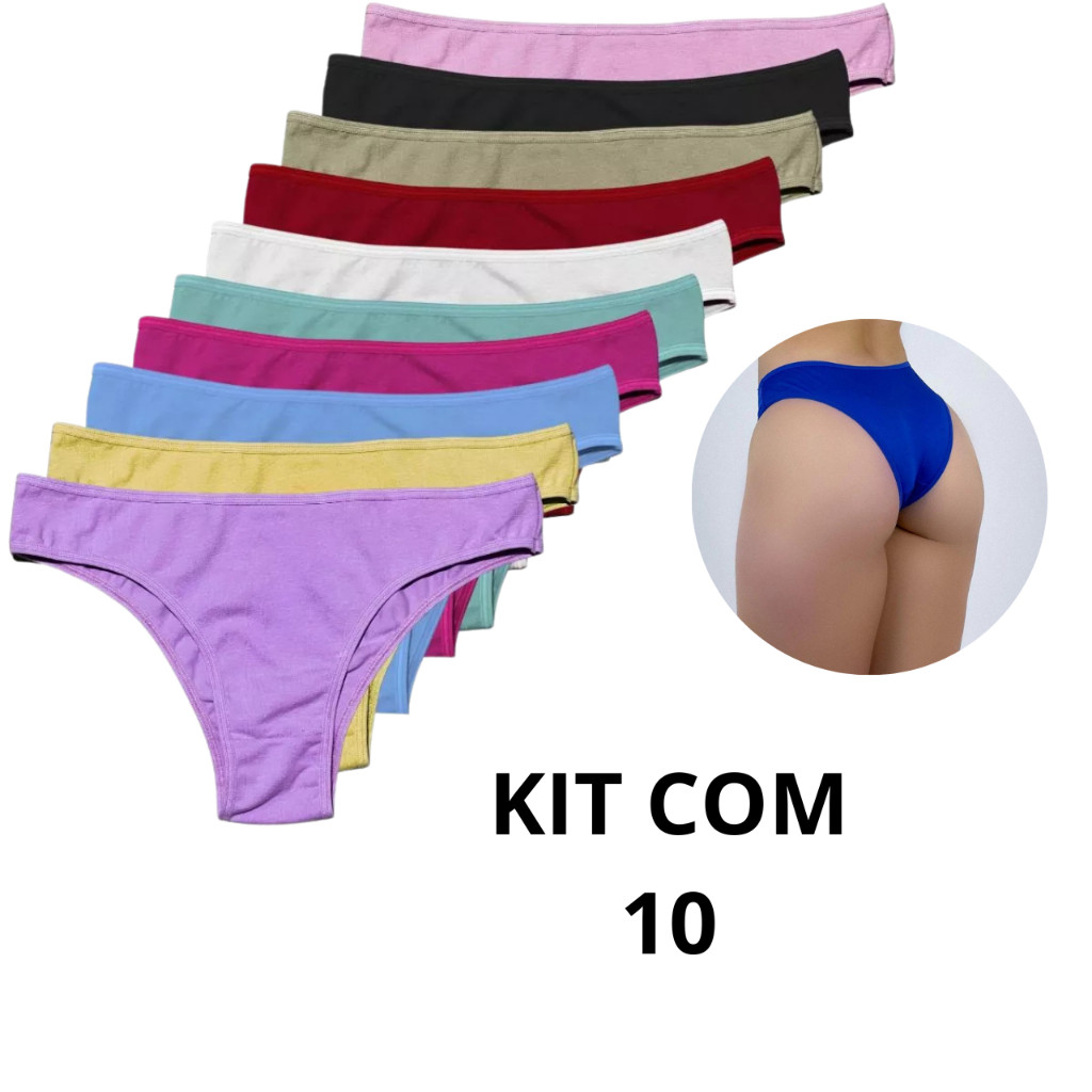 Kit calcinha feminina tanga conforto suede em Oferta na Shopee