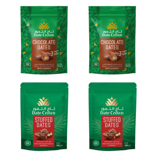 Kit 4 Tâmaras - 2 Un. Tâmara Com Cobertura De Chocolate Date Crown 100G + 2 Un. Tâmara Recheada Date Crown 100G em Oferta na Shopee