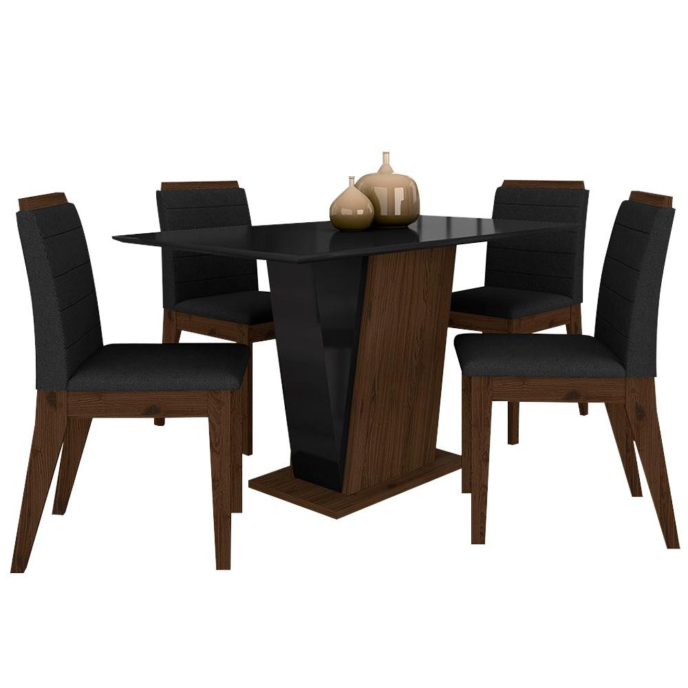 Mesa Com 4 Cadeiras Qatar 1,20 Imb/pre/preto - Móveis Arapongas em Oferta na Shopee