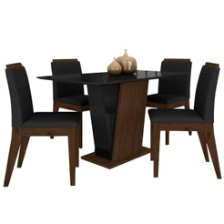 Mesa Com 4 Cadeiras Qatar 1,20 Imb/pre/preto - Móveis Arapongas