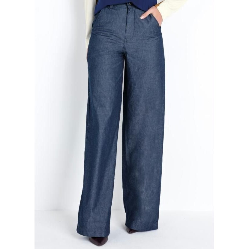 Calça Pantalona Azul Quintess em Oferta na Shopee