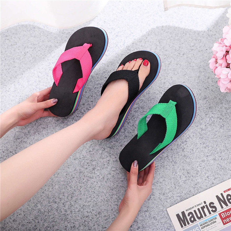 Detalhes do Sandálias De Praia Femininas De 6.5 Cm Cunha Super Alta Peep Toe Plataforma Verão Arco-Íris