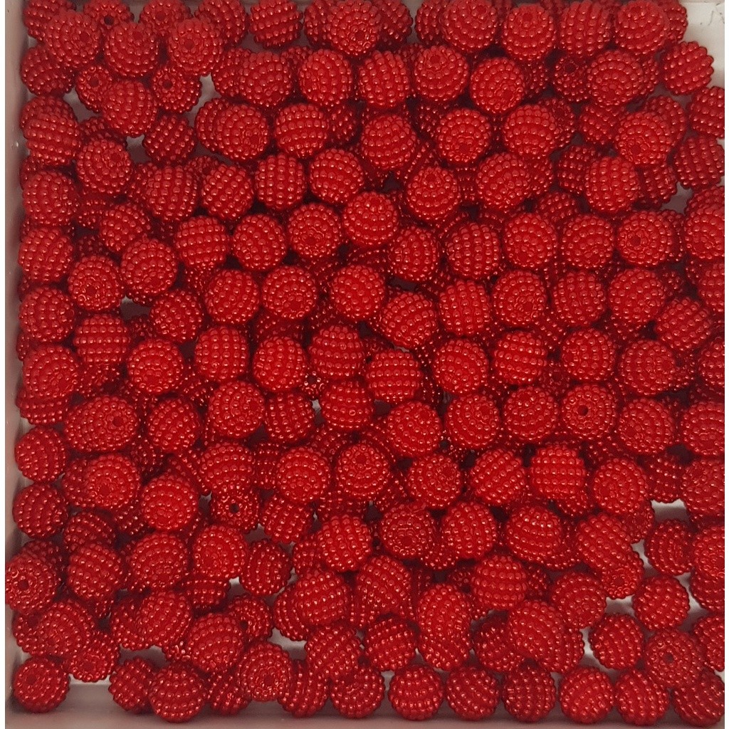Pérola Amora Craquelada Com Furo Passante 10mm Vermelho Com 100 unidades