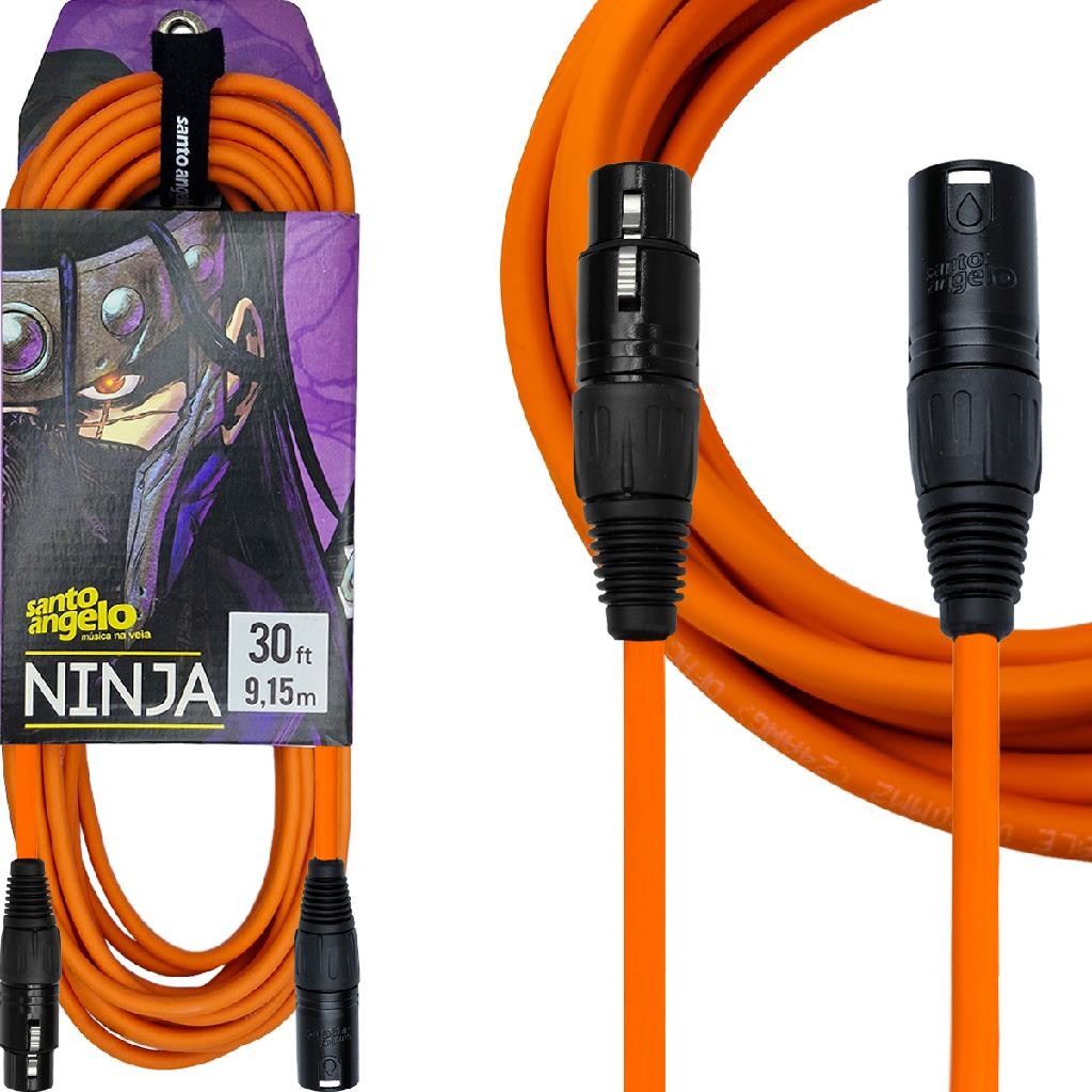 Cabo para Microfone 9,15 m 30 ft Laranja DAgostino by Santo Angelo Ninja XLR Femea x XLR Macho