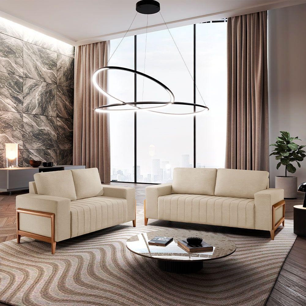 Sofá 2x3 Lugares Verona Meu Sofá Online A294 Linho Creme