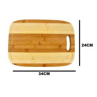 Tábua De Bambu 34x24x1,8cm Para Corte Churrasco Legumes Multiuso Universal Com Encaixe Para As Mãos