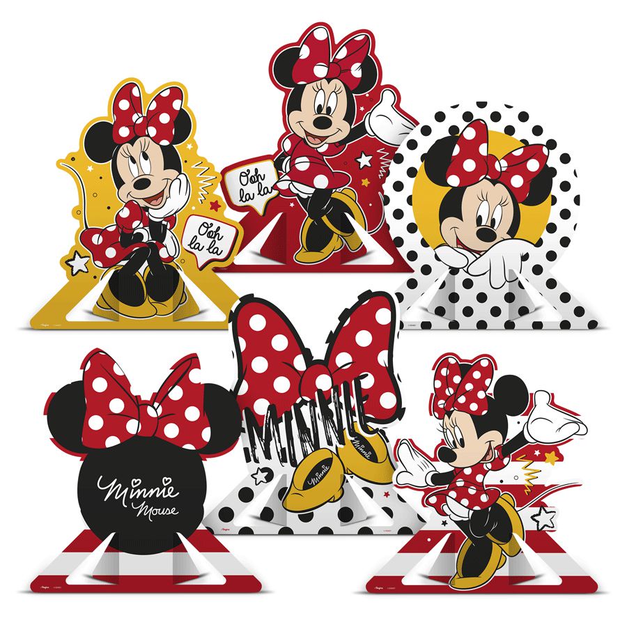Decoração de Mesa Festa Minnie Mouse 06 Unidades Regina Rizzo em Oferta na Shopee