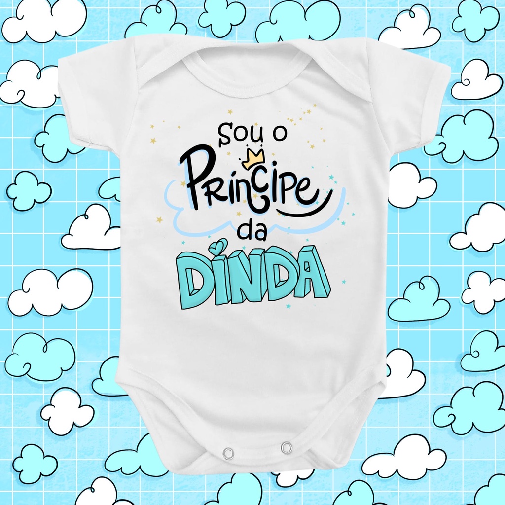 Body Roupa para Bebês Menino Sou o Príncipe da Dinda Azul em Oferta na Shopee