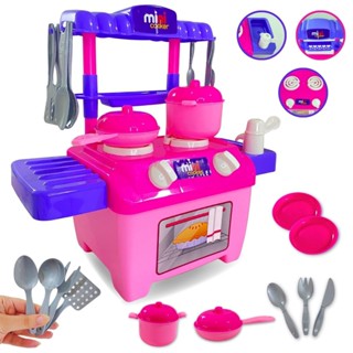 Cozinha Infantil Completa Com Pia Fogão Forno E Utensílios