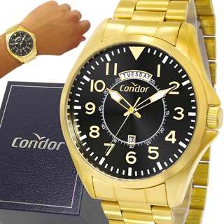 Relógio Condor Masculino Dourado Original 1 Ano De Garantia