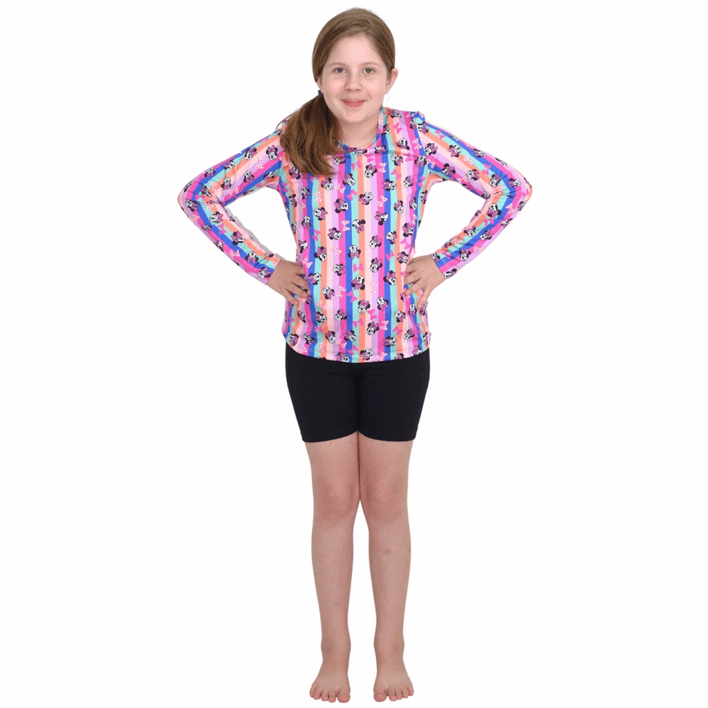 Camiseta Infantil Estampada Térmica com Proteção Solar UV de Manga Longa Menina para Praia Piscina