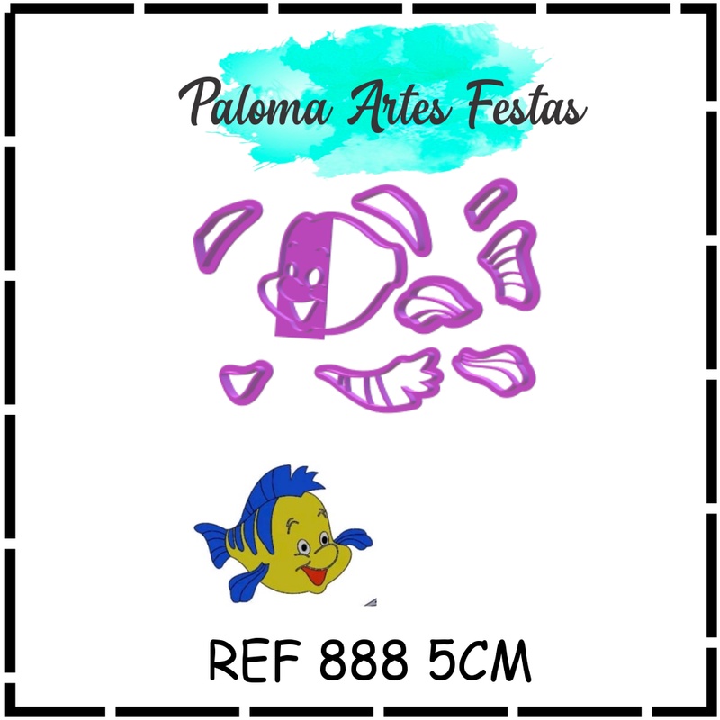 CORTADOR LINGUADO PEQUENA SEREIA 5CM MOLDULAR PASTA AMERICANA BISCUIT PLA TRUFA DOCINHO BISCOITO