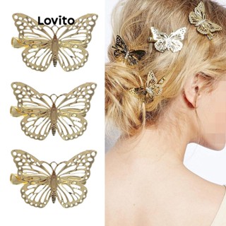Lovito Presilhas de Cabelo com Borboleta Oca para Mulheres LFA03276 (Branco/Off White)