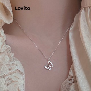 Lovito Colar Casual de Borboleta Simples para Mulheres LFA03145 (Prateado)