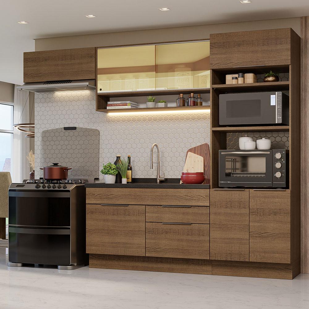 Armário de Cozinha Completa 270cm Rustic Stella Madesa 09 em Oferta na Shopee