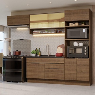 Armário de Cozinha Completa 270cm Rustic Stella Madesa 09 em Oferta na Shopee