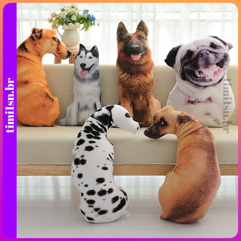 (entrega hoje) Simulação 3d Almofada Husky Lobo Cachorro Brinquedo de Pelúcia Cabeça de Cachorro Travesseiro Boneca 20cm/50cm timibr