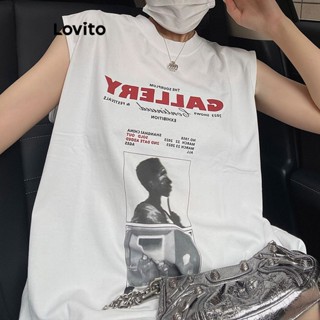 Lovito Regata Casual Com Padrão Liso Para Mulheres LNE36157 (Branco)