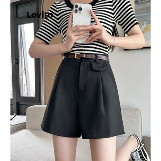 Lovito Shorts Elegantes Com Botões Lisos Para Mulheres LNE31117 (Branco/Preto)