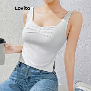 Lovito Casual Blusa Feminina Lisa Rodada com Cordão L68ED052 (Branca/Preta)
