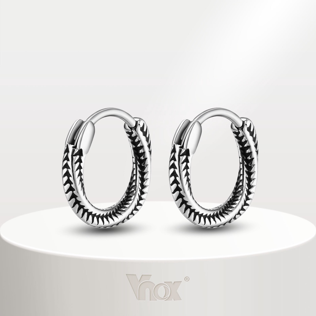 Vnox Fashion Twisted Rope Chain Ring Brincos Masculinos De Corrente Torcida , Redondos De Aço Inoxidável Antialérgico Punk Como Um Presente De Jóias Para Namorados em Oferta na Shopee