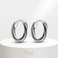 Vnox Fashion Twisted Rope Chain Ring Brincos Masculinos De Corrente Torcida , Redondos De Aço Inoxidável Antialérgico Punk Como Um Presente De Jóias Para Namorados