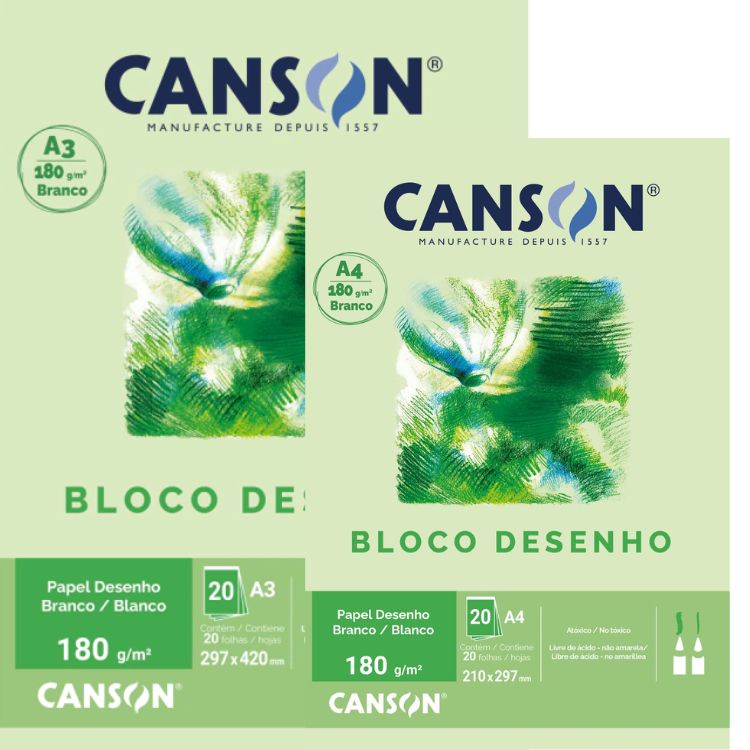 Bloco Estudante Desenho 180g Branco 20 Folhas CANSON em Oferta na Shopee